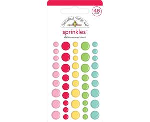 Doodlebug - Sprinkles Adhesive Matte Enamel Dots 45 pack - Christmas Assortment Christmas Magic