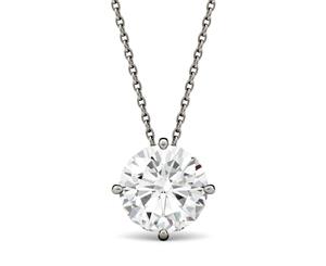 Forever One 14K White Gold Round 5.0mm Moissanite Pendant Necklace 0.50ct DEW