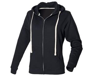 Front Row Womens/Ladies Zip Through Hooded Sweatshirt / Hoodie (Black) - RW507