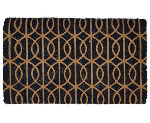 Handwoven Extra Thick Geometric Pattern Coir Doormat Regular - Black/Natural - Size 45x75x4 H cm