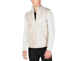 INC Mens Fall Faux Leather Varsity Jacket