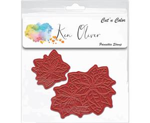 Ken Oliver Cut 'N Color Cling Stamp-Double Poinsettia