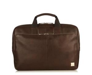 Knomo Newbury Leather 15" Laptop Messenger Briefcase - Brown