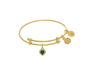 May Heart Shape CZ Birthstone Charm Adjustable Bangle Girls Bracelet - Yellow