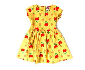 Oobi Girls' Megan Short Sleeved Dress Yellow Tulip