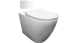 Parisi Ellisse Ambulant Wall Faced Toilet Suite with Blade Rectangular Gloss White Flush Plate