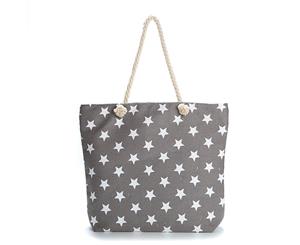 Printed Stars Canvas Women's Shopping Bag - Grey