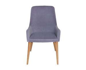 Rio Velvet Dining Chair | Walnut Legs | Grey Blue Velvet