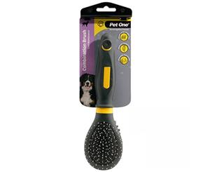 Small Combination Bristle & Metal Pin Brush Removes Lightly Tangled Fur (Pet One)