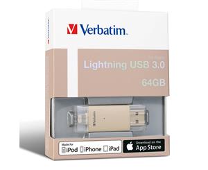 Verbatim Apple Lightning and USB 3.0 Drive 64GB - Gold