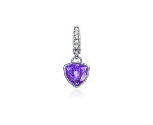 Affinity Mini Trillion Charm with Tanzanite Crystals Rhodium Plated