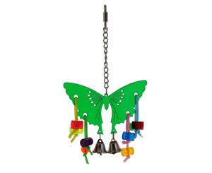 Bird Toy Acrylic Butterfly With Bells Toy Health Interactive Ornament Cage Bird