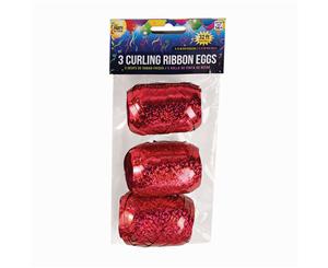 Bristol Novelty Curling Ribbon Eggs (Pack Of 3) (Holographic Red) - BN2116