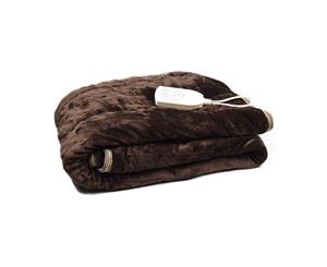 Brown &quotDreamtime" Deluxe Heated Throw Electric Blanket Rug 160x130cm 300gsm