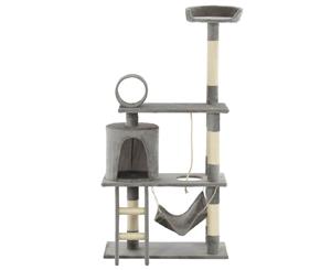 Cat Tree with Sisal Scratching Posts 140cm Grey Kitten Play Tower House