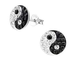 Children's Silver Crystal Yin-Yang Ear Studs