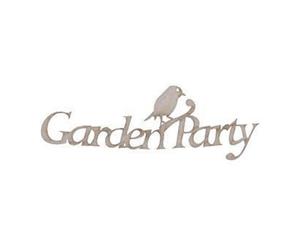 Die-Cut Grey Chipboard Word Garden Party 2 Inch X6.75 Inch