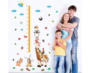 Farm Animals Height Measure Decals Wall Sticker (Size180cm x 100cm)