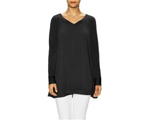 Josie Natori Jersey Raglan Paneled Blouse