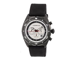 Morphic M53 Series Chronograph Fiber-Weaved Leather-Band Watch w/Date - Black/Silver