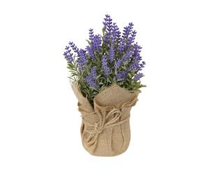 New 1pce 25cm Lavender Plant in Hessian Fabric Sack Artificial Cute Display - Purple