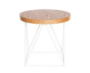 Oslo Round Side Table - Natural & White