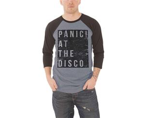 Panic At The Disco T Shirt Box Logo Official Mens 3/4 Sleeve Baseball - Grey