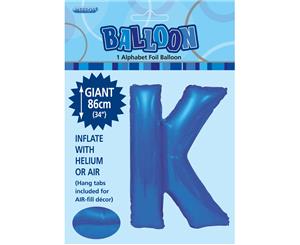 Royal Blue K Alphabet Foil Balloon 86cm