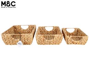 Set of 3 Maine & Crawford Walu Water Hyacinth Storage Baskets