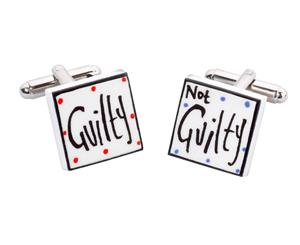 Sonia Spencer Bone China Jobs for the Boys cufflinks Guilty not Guilty