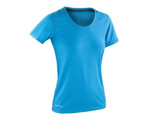 Spiro Womens/Ladies Shiny Marl Fitness T-Shirt (Ocean Blue / Phantom Grey) - RW4772