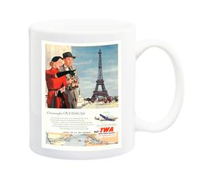 TWA Paris 1950 Air Travel Mug - 11 Fluid Oz