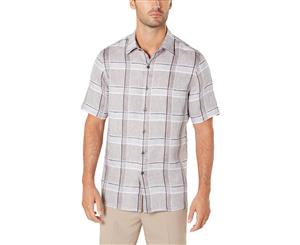 Tasso Elba Mens Linen Plaid Button-Down Shirt