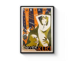 Vintage Polish Clovek Wall Art - Black Frame