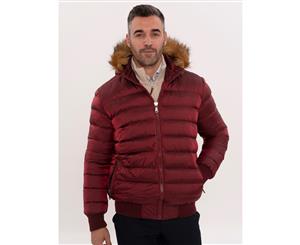 Wessi Slimfit Short Down Hooded Quilted Burgundy Coat