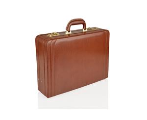 Woodland Leather Cognac Bonded Leather Attache 18" Multi Compartments Pouch Pocket