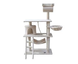 141cm Pet Cat Tree Trees Scratching Post Scratcher Tower Condo House Furniture- Beige