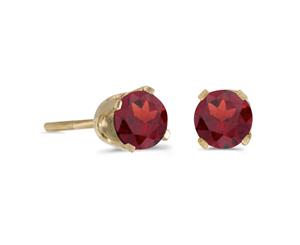 4 mm Round Garnet Screw-back Stud Earrings in 14k Yellow Gold