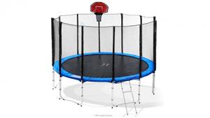 Blizzard 12ft Blue Trampoline with Basketball Set