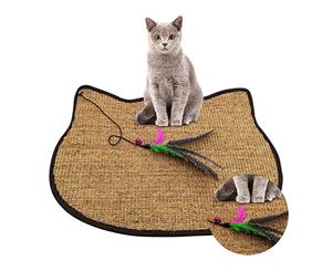 Cat Scratching Sisal Mat with Feather Bell Toy