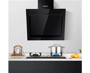 Devanti Range Hood 600mm Rangehood Black 60cm Angled Side Draft Canopy Glass