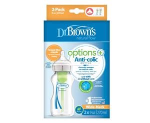 Dr Brown's Options PLUS Wide Neck Baby Bottle 270ml 2pk