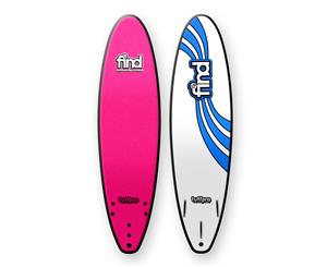 FIND 7Ɔ' TuffPro Soft Surfboard Thruster PINK EVA RAILS - 3 FCS StyleFin - Pink