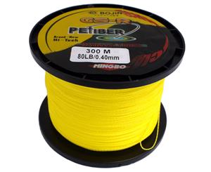 GSR PEfiber Braid Fishing Line 80lb 300m Yellow 100% UHMWPE Dyneesi
