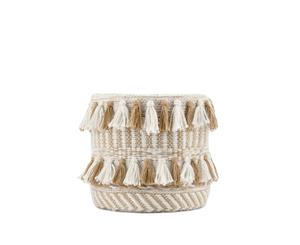 Hand Woven Small Basket - Natural & Sand - Canningvale Tribu