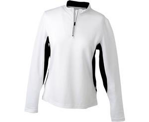 James And Nicholson Womens/Ladies Long Sleeved Half Zip Running Shirt (White/Black) - FU422
