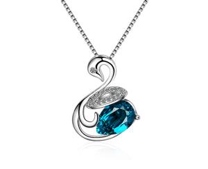 Loyal Teal Swan Necklace-White Gold/Blue Turqoise