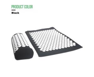 Massage Acupressure Yoga Mat with Pillow Cut Pain Stress Soreness ~ Black