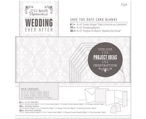 Papermania Ever After Wedding Blank Cards 25/Pkg-White Damask Screen Print