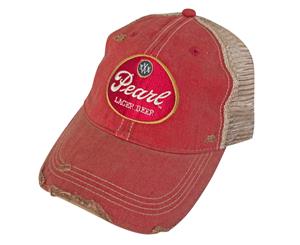 Pearl Lager Retro Brand Distressed Orange Men's Trucker Hat